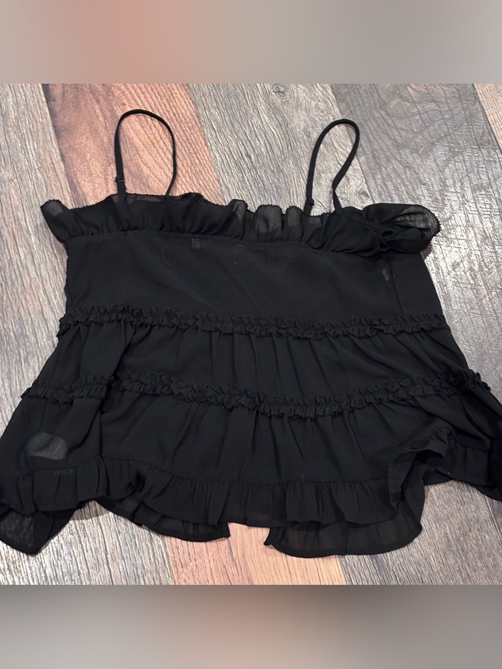 American Eagle Outfitters Black Ruffle Tie-Front Camisole in size small - Picture 7 of 11